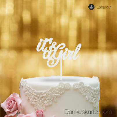 Cake Topper It's a Girl - Weiss - S