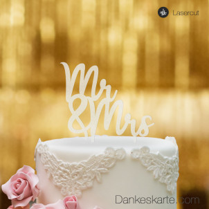 Cake Topper Mr & Mrs Schriftzug - Satiniert