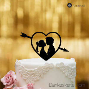 Cake Topper Amor mit Paar - Schwarz - S