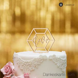 Cake Topper Diamond Love - Buchenholz - S
