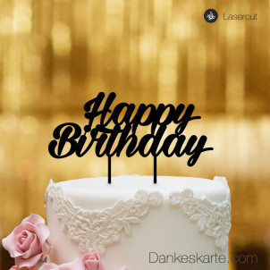 Cake Topper Happy Birthday 2 - Schwarz - XL