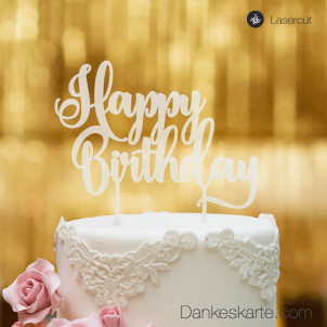 Cake Topper Happy Birthday 3 - Satiniert - XL