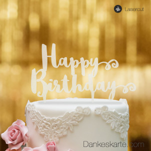 Cake Topper Happy Birthday - Satiniert - XL