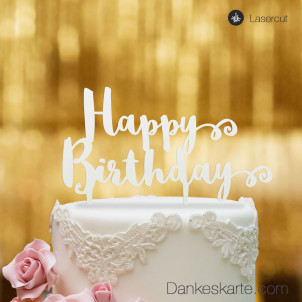 Cake Topper Happy Birthday - Weiss - XL
