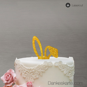 Cake Topper Hasenohren - Gold Glitzer