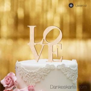 Cake Topper Love - Buchenholz - XL