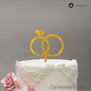 Cake Topper Ringe - Gold Glitzer - XL