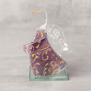 Schutzengel mit Teelichtglas 11 cm - Violett