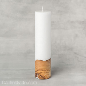 Kerze mit Holzelement Blanko 6 x 25 cm