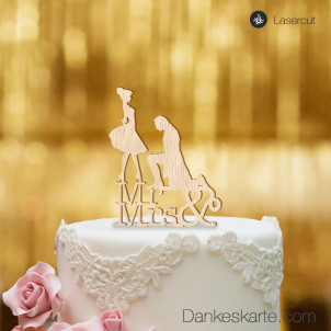 Cake Topper Mr&Mrs - Buchenholz - S