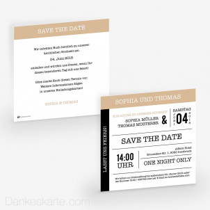 Save-the-Date Event Ticket 14.5 x 14.5 cm