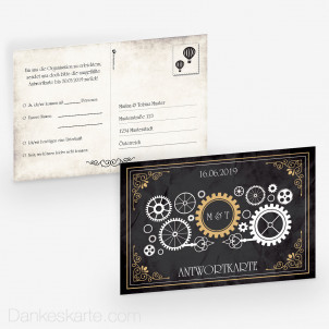 Antwortpostkarte Steampunk 15 x 10 cm