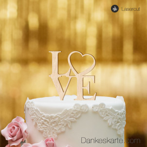 Cake Topper Love Heart - Buchenholz - S