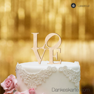 Cake Topper Love - Buchenholz - S