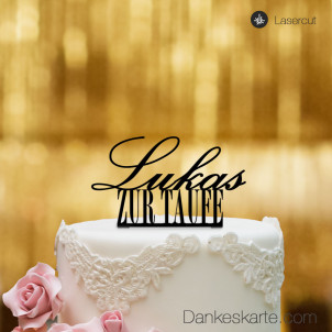 Cake Topper Zur Taufe personalisiert - Schwarz - XL