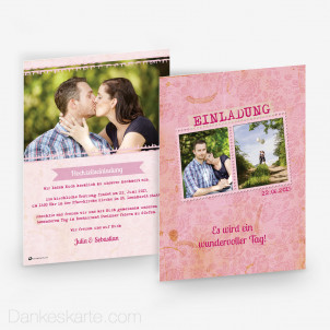 Hochzeitseinladung Pink Stamp 15 x 21 cm