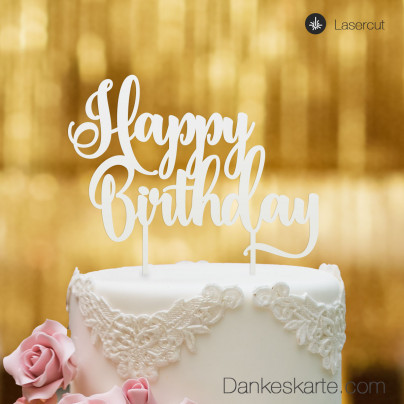Cake Topper Happy Birthday 3 - Weiss - XL