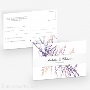 Antwortpostkarte Lavendel Zweige 15 x 10 cm