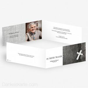 Trauerkarte Weisses Kreuz 21 x 10 cm