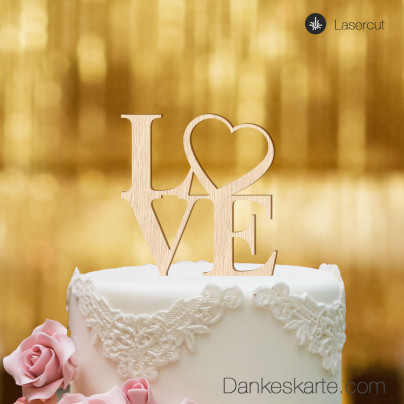 Cake Topper Love Heart - Buchenholz - XL
