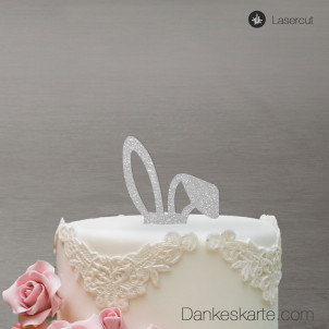 Cake Topper Hasenohren - Silber Glitzer