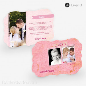 Lasercut-Dankeskarte Pink Stamp 21 x 15cm Ornament