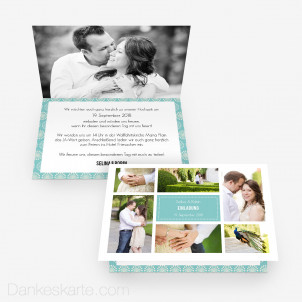 Hochzeitseinladung Bildermeer 15 x 10 cm Vertikalklappkarte