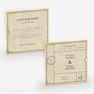 Save-the-Date Theater Ticket 14.5 x 14.5 cm
