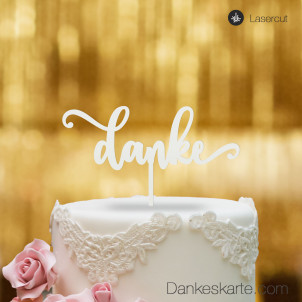 Cake Topper Danke Schriftzug - Weiss - XL