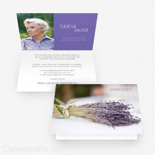 Trauerkarte Lavendel 15 x 10 cm Vertikalklappkarte