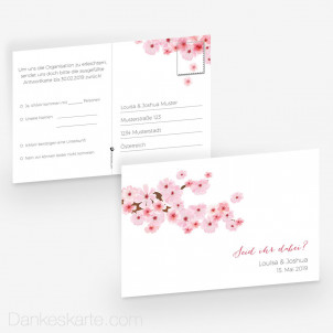 Antwortpostkarte Kirschblüten 15 x 10 cm