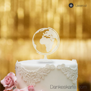 Cake Topper Globus - Satiniert
