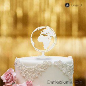 Cake Topper Globus - Weiss