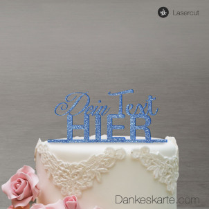 Cake Topper komplett personalisiert - Blau Glitzer - XL