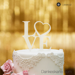 Cake Topper Love Heart - Satiniert - XL