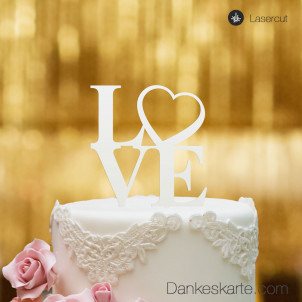 Cake Topper Love Heart - Weiss - XL