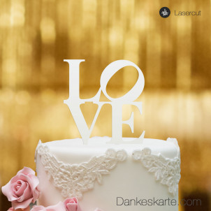 Cake Topper Love - Weiss - XL