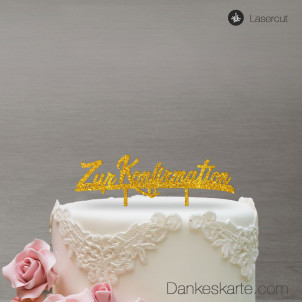 Cake Topper Zur Konfirmation - Gold Glitzer