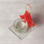 Schutzengel mit Teelichtglas 11 cm - Kirschrot