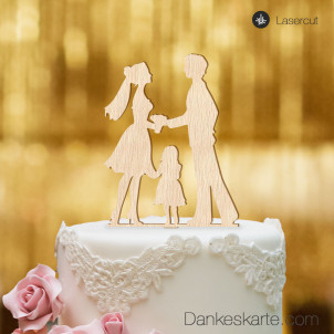 Cake Topper Kleine Familie Mädchen - Buchenholz - XL