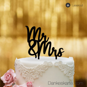 Cake Topper Mr & Mrs Schriftzug - Schwarz
