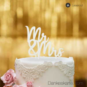 Cake Topper Mr & Mrs Schriftzug - Weiss