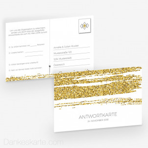 Antwortpostkarte Golden Glitter 15 x 10 cm