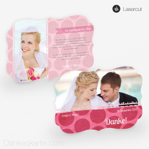 Lasercut-Dankeskarte Pink Bubbles 21 x 15cm Ornament