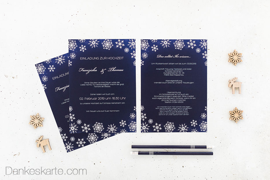 14 Hochzeitskarten-Designs für deine Winterhochzeit - Dankeskarte.com